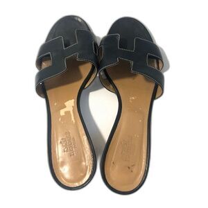 HERMES Sandals Oasis Slip On Women’s Size 8/38 Black Tan